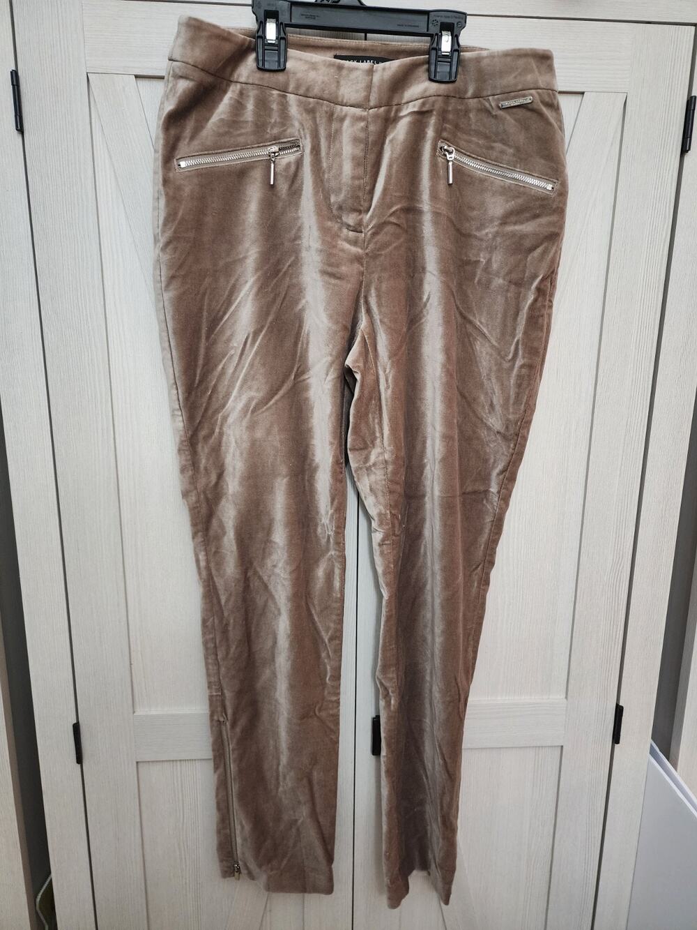 Black Label Chico's Velveteen Skinny Fit Zip Pocket Tan Pants Sz. 00 Great Cond.